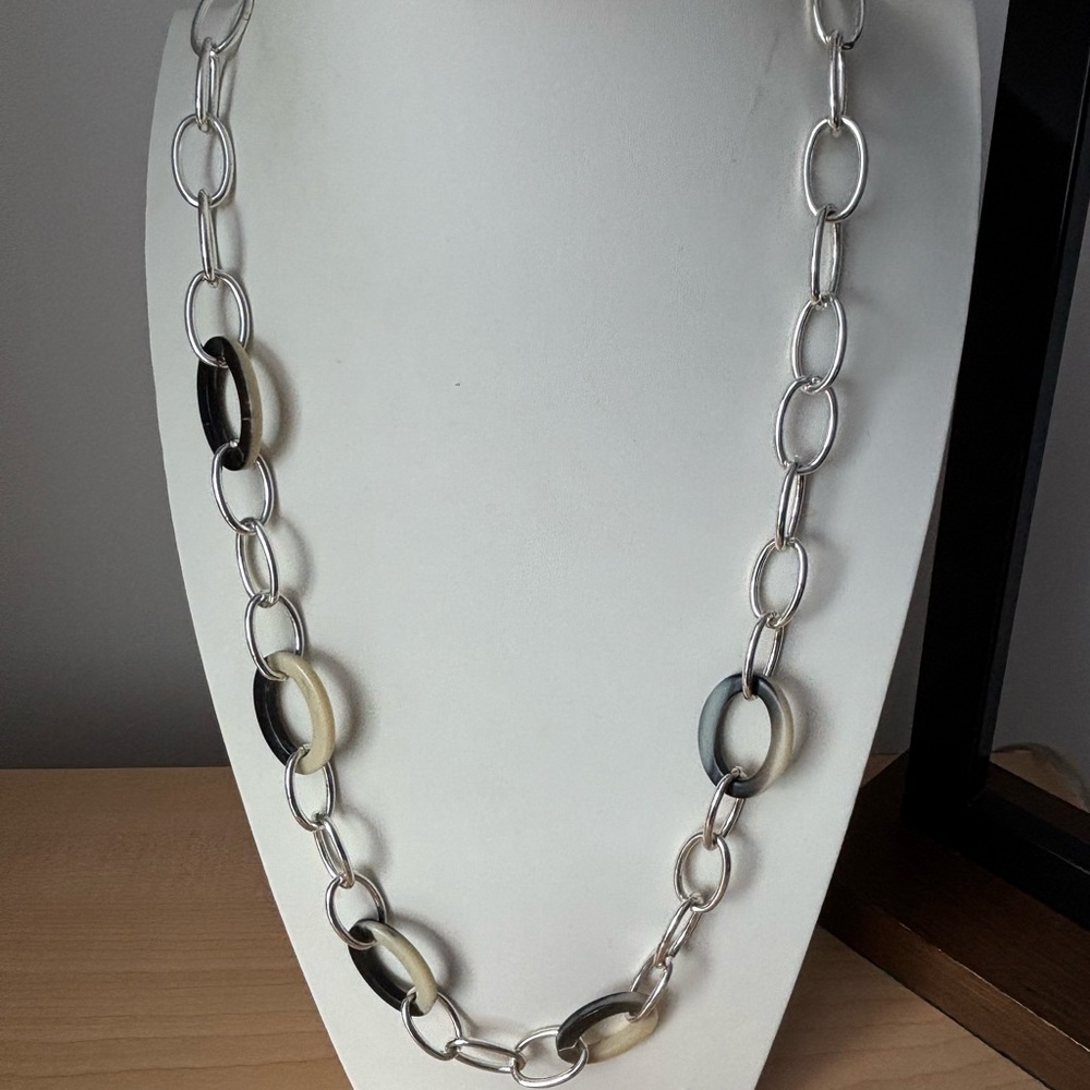 Liz and Co Large chain Link Necklace/ Silver Tone/ Measures 30 in Length